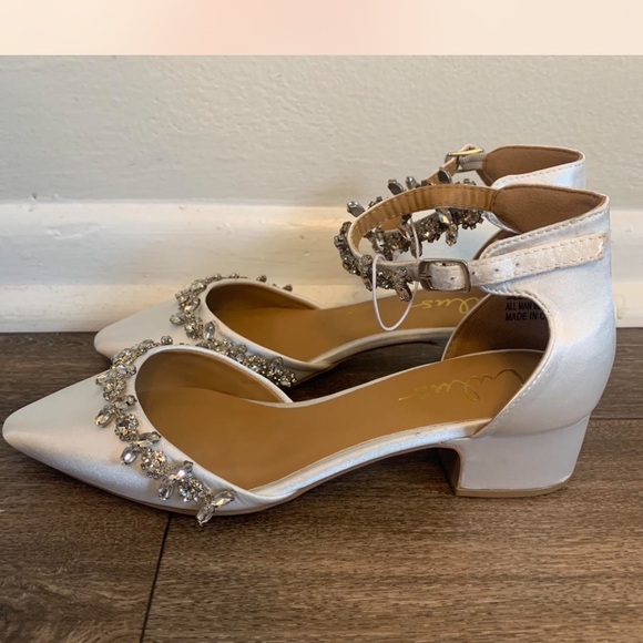 Lulu's White Embellished Heels with Ankle Straps - Picture 7 of 8